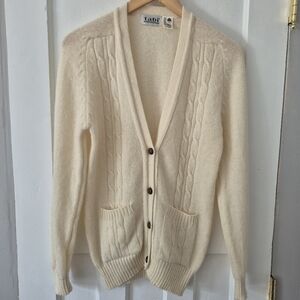Vintage Grandmacore Wool Cable Knit Button Front Cardigan Sweater Tabi Int Sz M